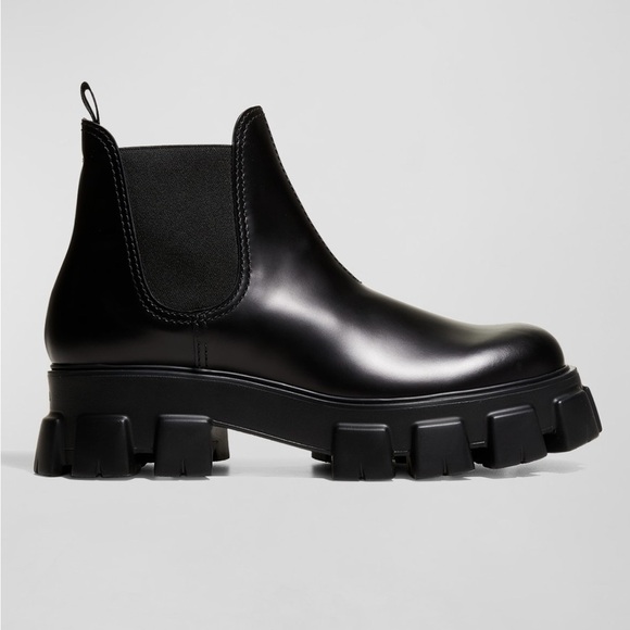 Prada monolith brushed leather chelsea boots - Picture 2 of 13